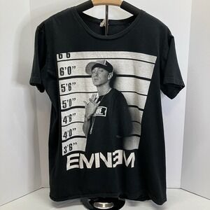 Vintage Bay‎ Island Sportswear Mens Black EMINEM Mug Shot Tee T Shirt Size XL